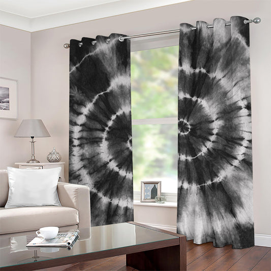 Black And White Tie Dye Print Grommet Curtains