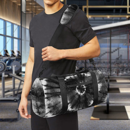 Black And White Tie Dye Print Gym Bag