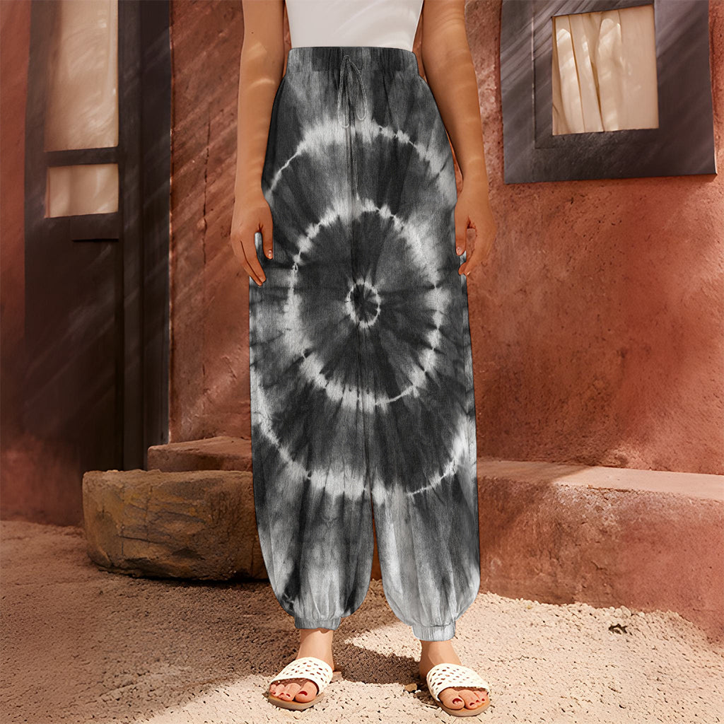 Black And White Tie Dye Print Harem Pants
