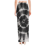 Black And White Tie Dye Print High Slit Maxi Skirt