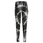 Black And White Tie Dye Print High-Waisted Pocket Leggings