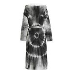 Black And White Tie Dye Print Hooded Bathrobe