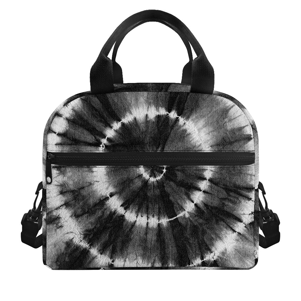 Black And White Tie Dye Print Insulated Lunch Bag