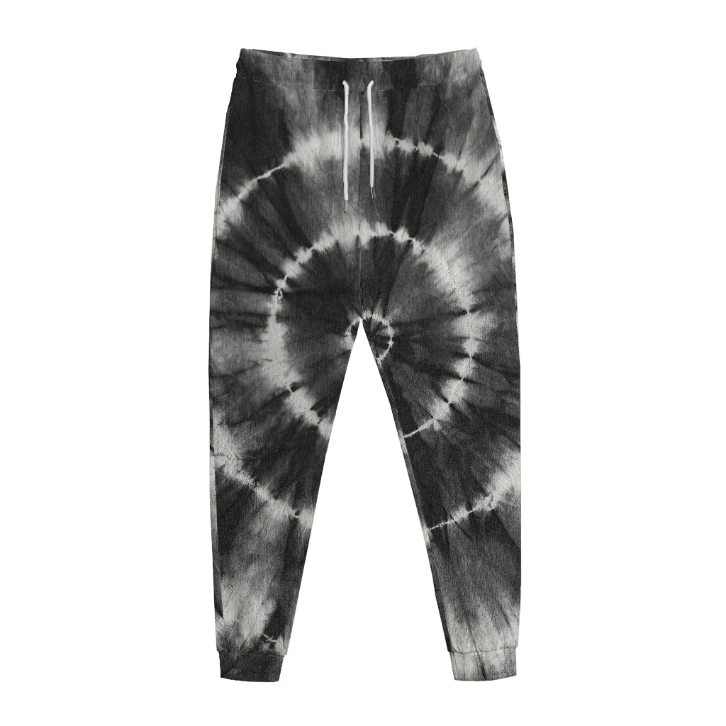 Black And White Tie Dye Print Jogger Pants