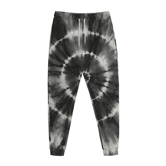 Black And White Tie Dye Print Jogger Pants