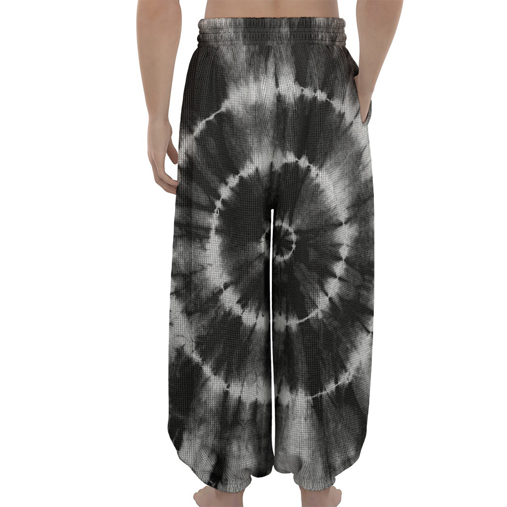 Black And White Tie Dye Print Lantern Pants