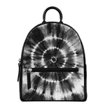 Black And White Tie Dye Print Leather Backpack