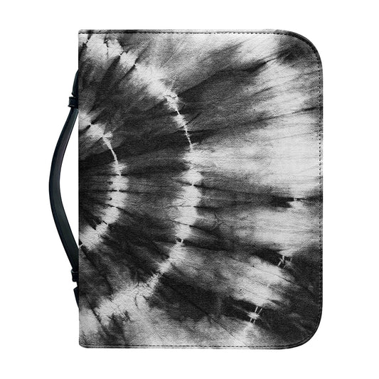 Black And White Tie Dye Print Leather Bible Cover