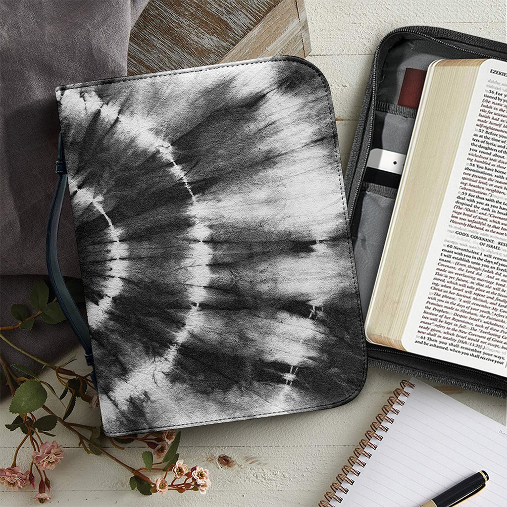 Black And White Tie Dye Print Leather Bible Cover