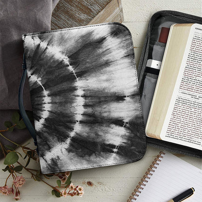 Black And White Tie Dye Print Leather Bible Cover