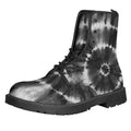 Black And White Tie Dye Print Lace-Up Boots