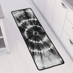 Black And White Tie Dye Print Long Kitchen Mat