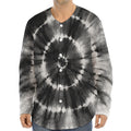 Black And White Tie Dye Print Long Sleeve Baseball Jersey