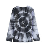 Black And White Tie Dye Print Long Sleeve Short Coat