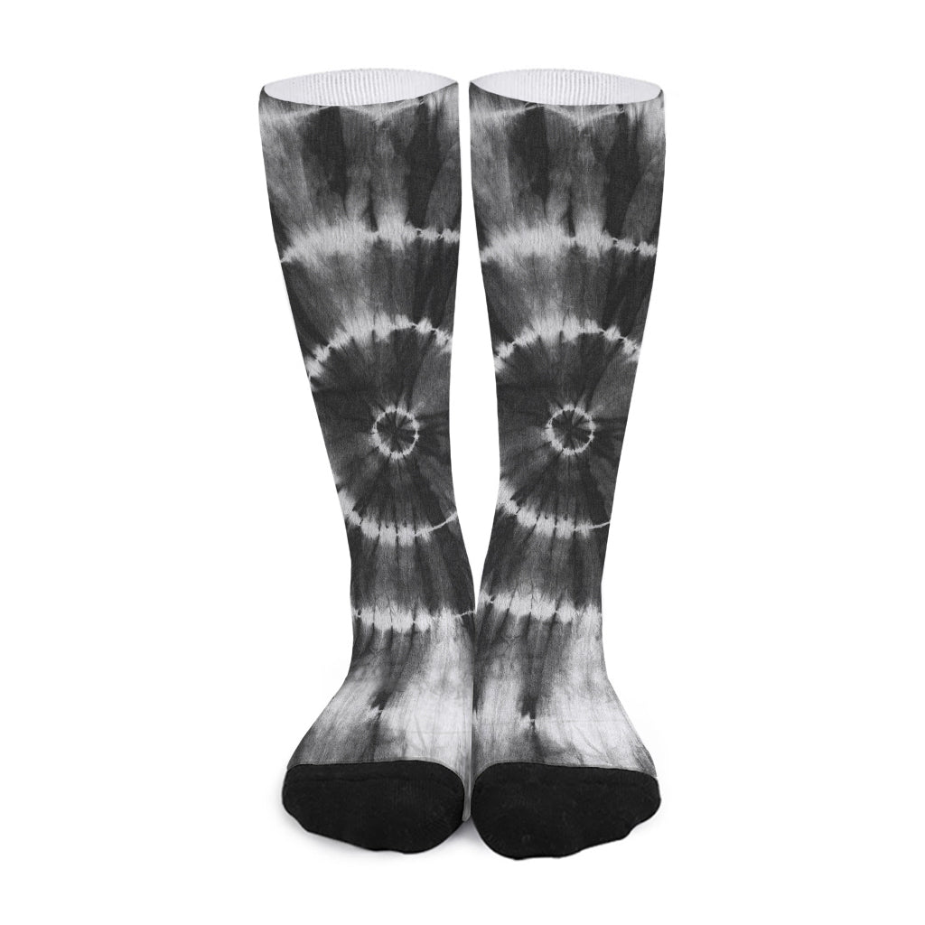 Black And White Tie Dye Print Long Socks