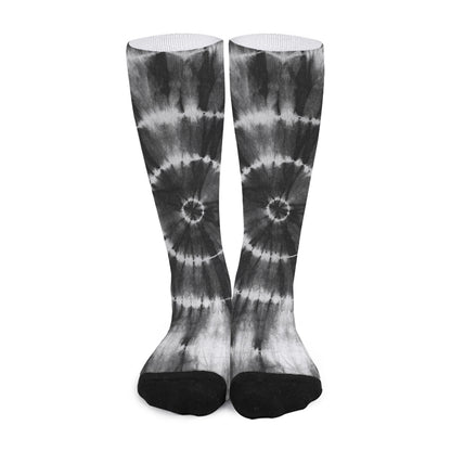 Black And White Tie Dye Print Long Socks