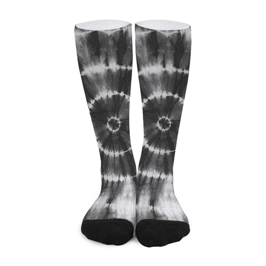 Black And White Tie Dye Print Long Socks