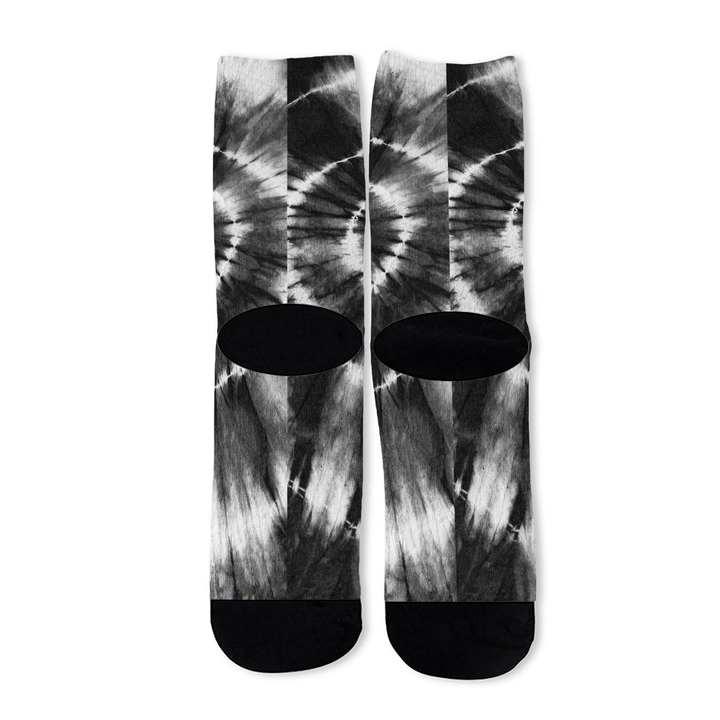 Black And White Tie Dye Print Long Socks