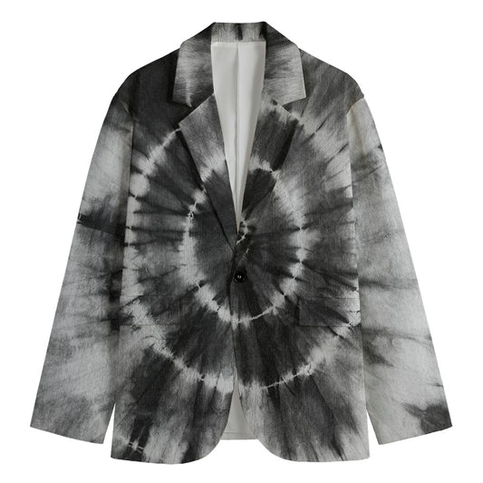 Black And White Tie Dye Print Men's Blazer