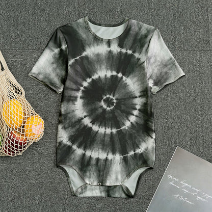 Black And White Tie Dye Print Men's Bodysuit