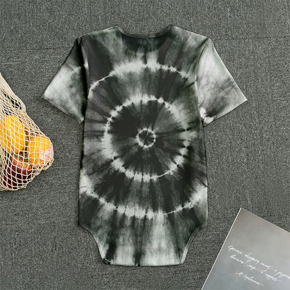 Black And White Tie Dye Print Men's Bodysuit