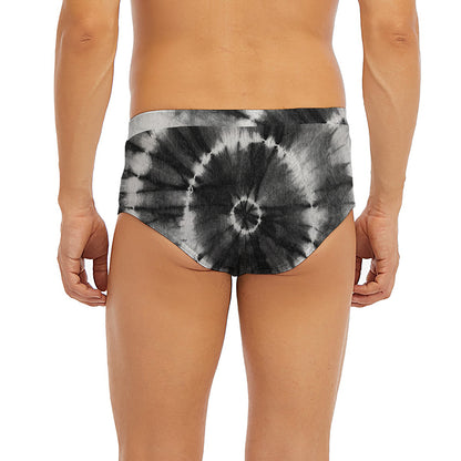 Black And White Tie Dye Print Men's Briefs
