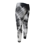 Black And White Tie Dye Print Men's Compression Pants
