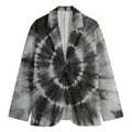 Black And White Tie Dye Print Men's Cotton Blazer