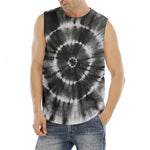 Black And White Tie Dye Print Men's Fitness Tank Top
