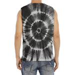 Black And White Tie Dye Print Men's Fitness Tank Top