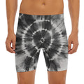 Black And White Tie Dye Print Men's Long Boxer Briefs