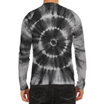 Black And White Tie Dye Print Men's Long Sleeve Rash Guard