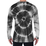 Black And White Tie Dye Print Men's Long Sleeve T-Shirt