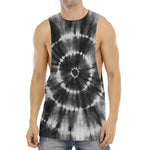 Black And White Tie Dye Print Men's Muscle Tank Top