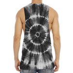 Black And White Tie Dye Print Men's Muscle Tank Top
