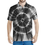 Black And White Tie Dye Print Men's Polo Shirt