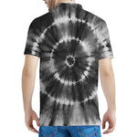 Black And White Tie Dye Print Men's Polo Shirt