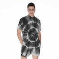 Black And White Tie Dye Print Men's Romper