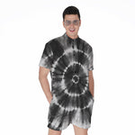 Black And White Tie Dye Print Men's Rompers