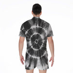 Black And White Tie Dye Print Men's Rompers