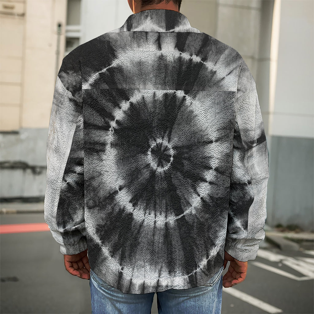 Black And White Tie Dye Print Men's Shirt Jacket