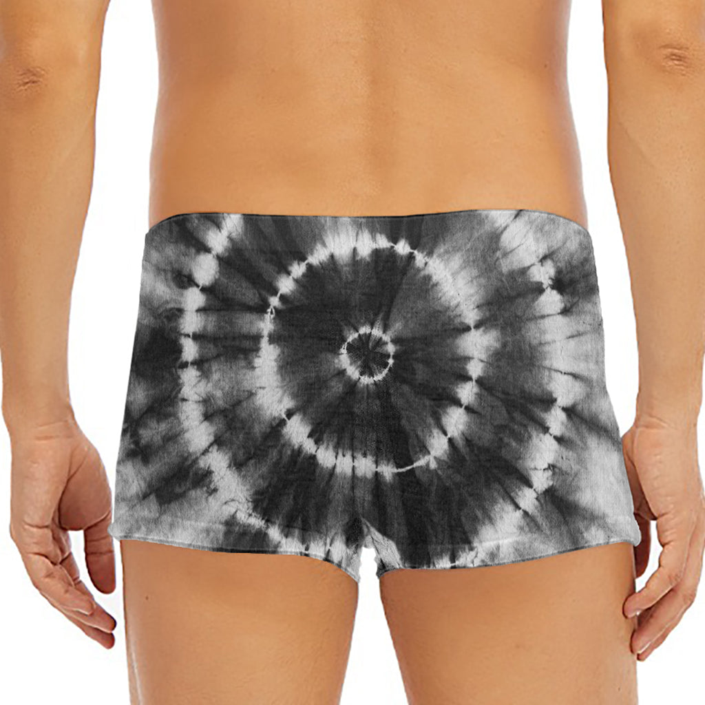 Black And White Tie Dye Print Men's Short Boxer Briefs