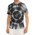 Black And White Tie Dye Print Men's Short Sleeve Rash Guard