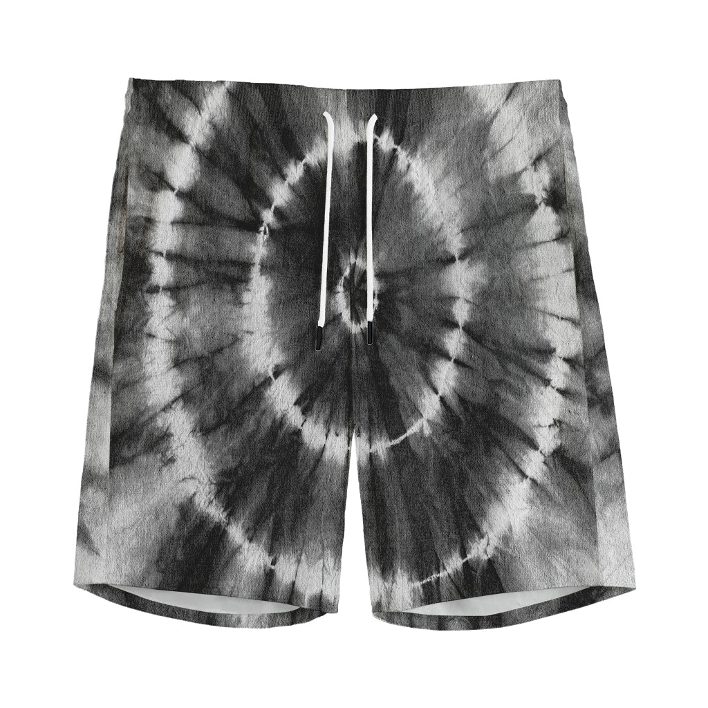 Black And White Tie Dye Print Men's Sports Shorts