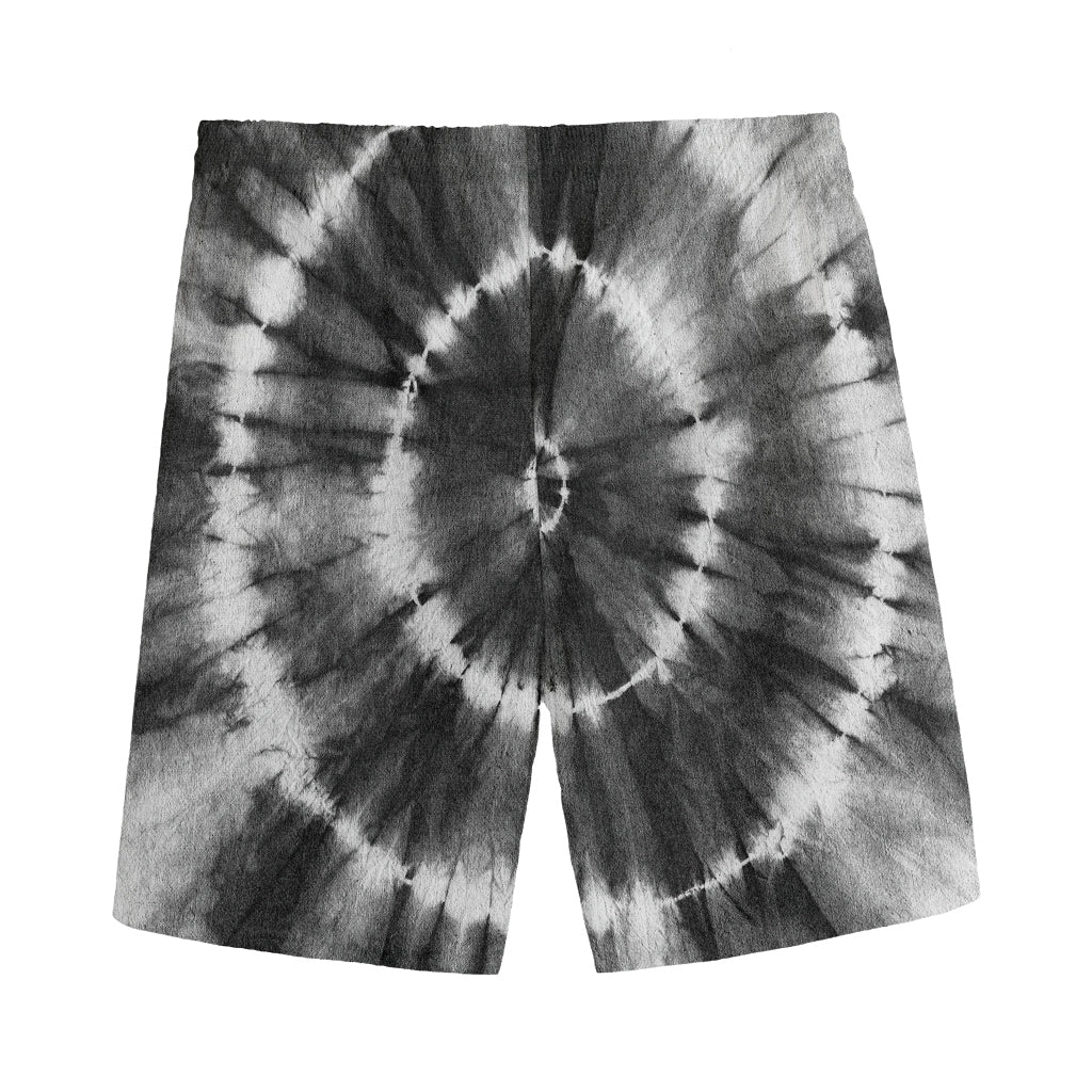 Black And White Tie Dye Print Men's Sports Shorts