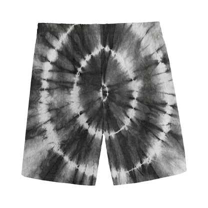 Black And White Tie Dye Print Men's Sports Shorts