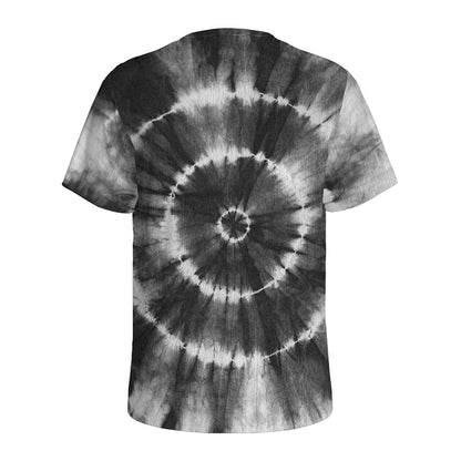 Black And White Tie Dye Print Men's Sports T-Shirt