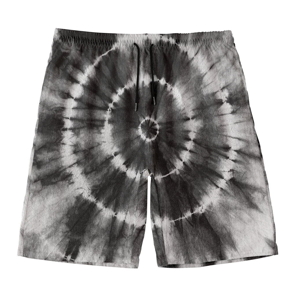 Black And White Tie Dye Print Men's Swim Trunks
