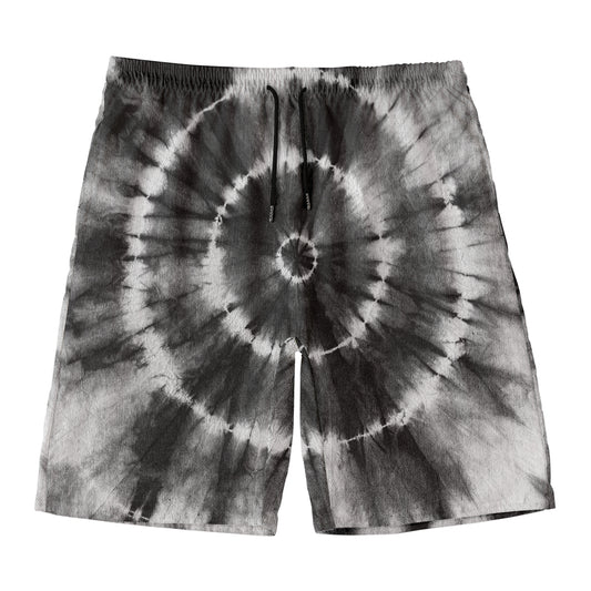 Black And White Tie Dye Print Men's Swim Trunks