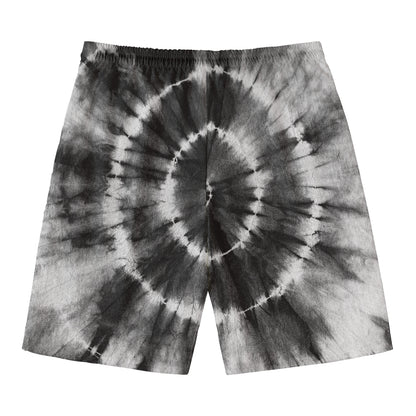Black And White Tie Dye Print Men's Swim Trunks